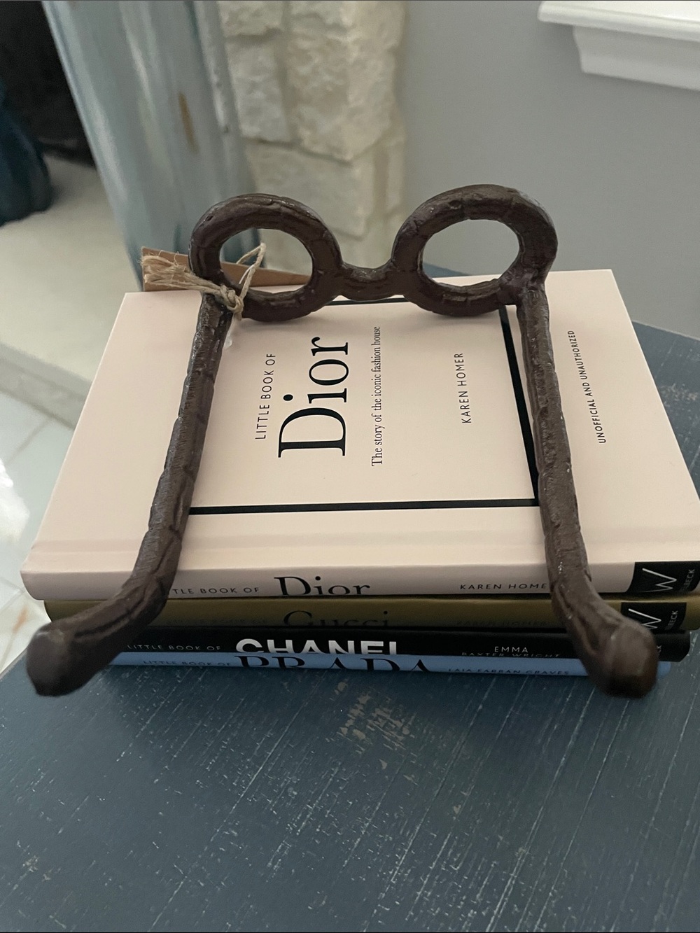 Abstract Metal Eyeglasses Decor in Distressed Brown - Picture 5 of 5
